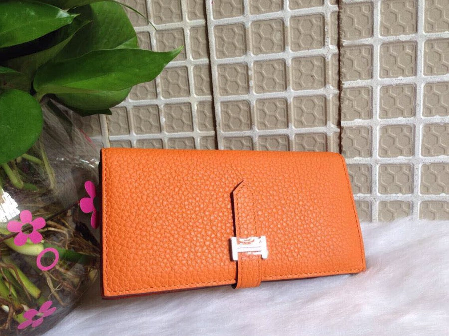 HM BEARN WALLET 17.5 ORANGE TOGO SILVER HARDWARE