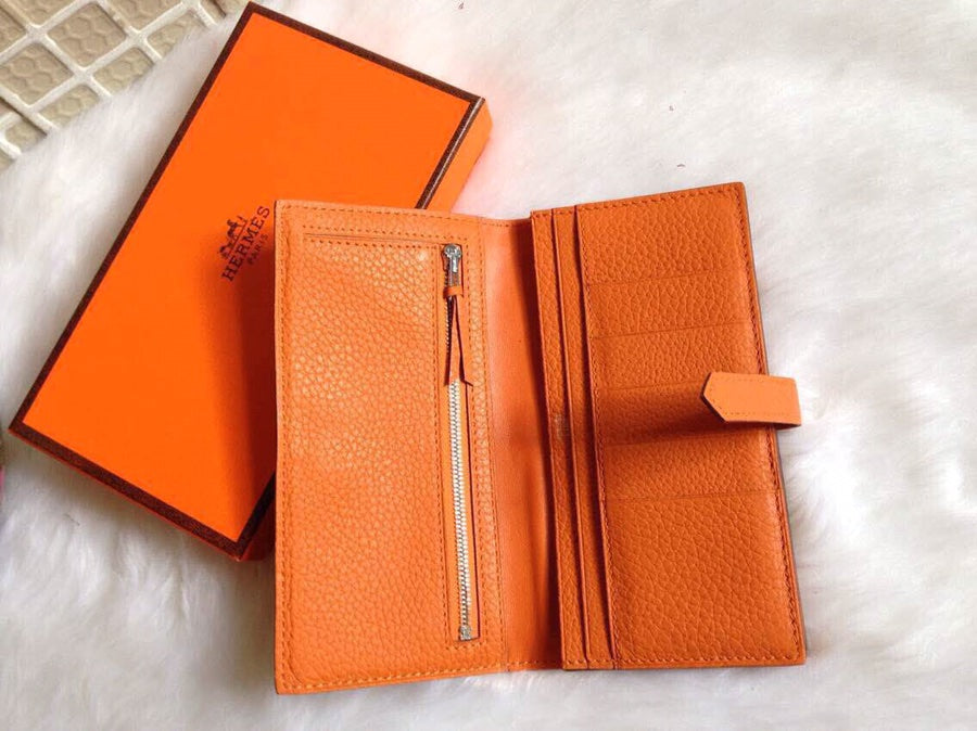 HM BEARN WALLET 17.5 ORANGE TOGO SILVER HARDWARE