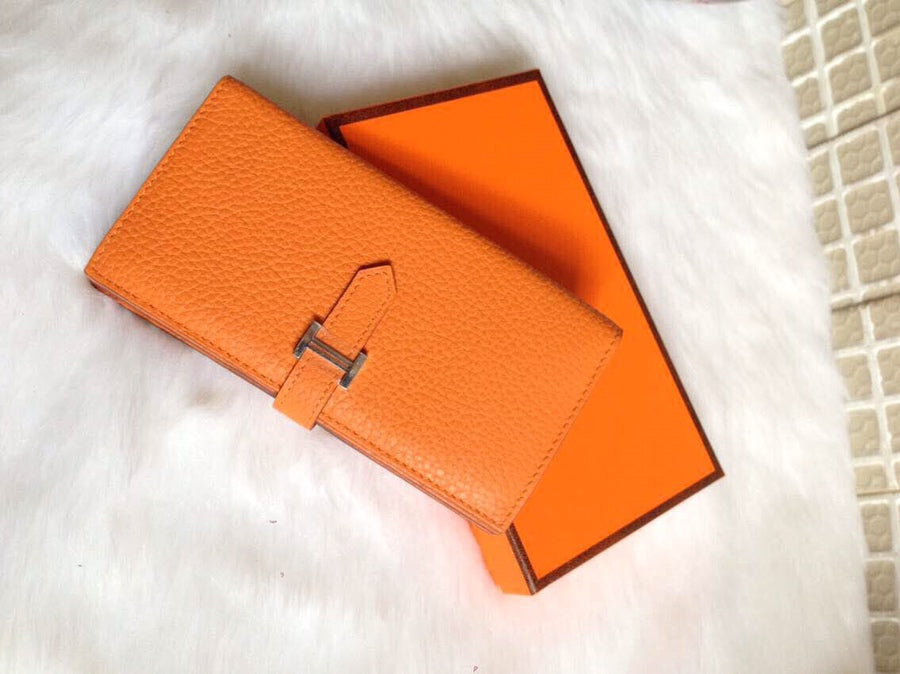 HM BEARN WALLET 17.5 ORANGE TOGO SILVER HARDWARE