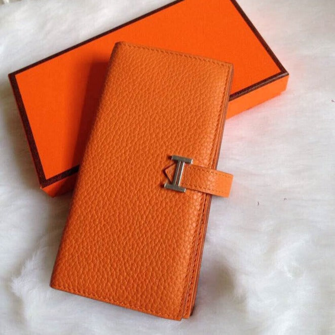 HM BEARN WALLET 17.5 ORANGE TOGO SILVER HARDWARE