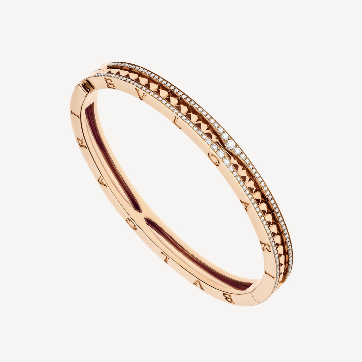 DIANA ZERO 1 SPIRAL AND PAVED DIAMOND PINK GOLD BRACELET