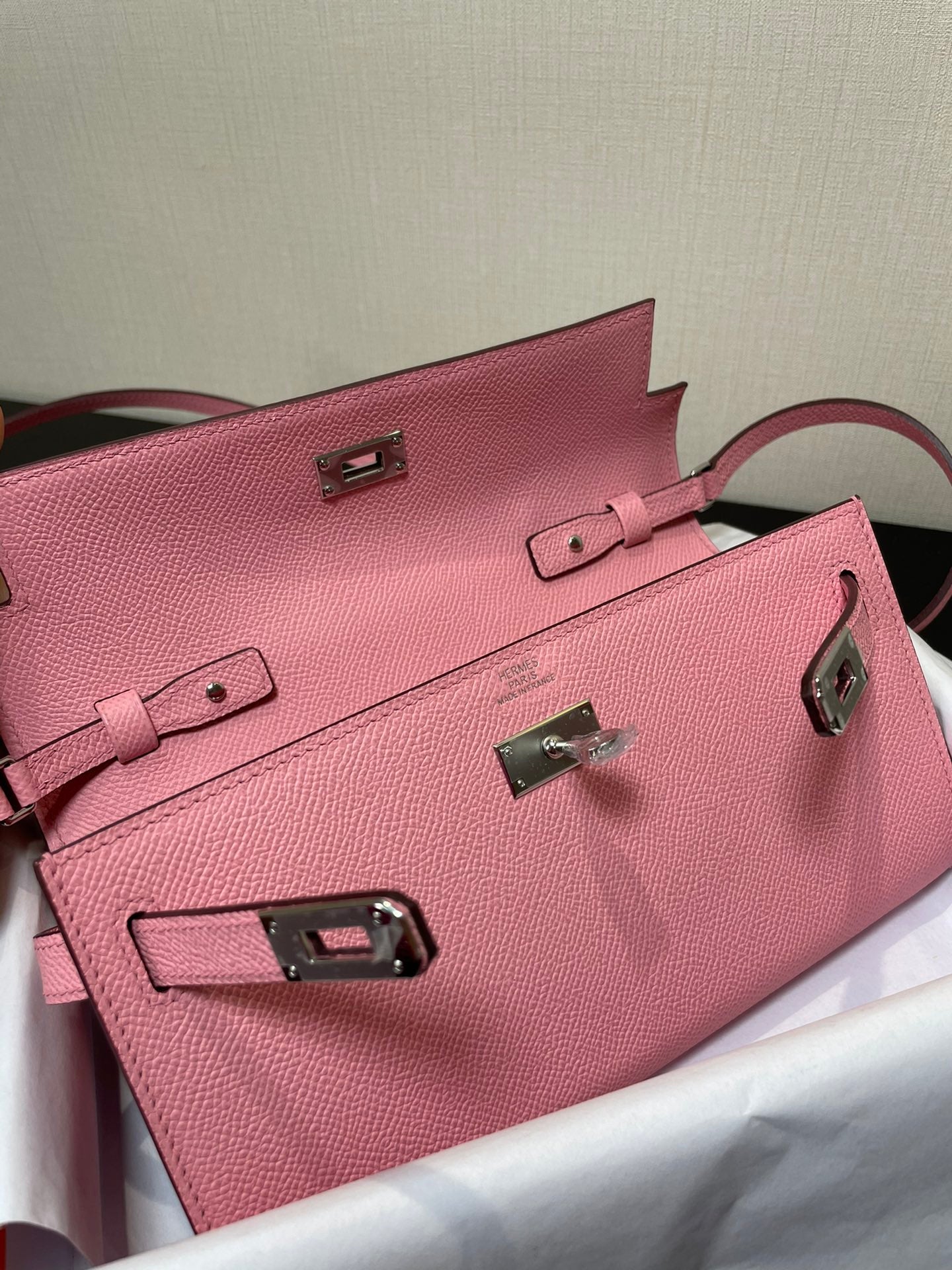 kelly woc 20.5 pink epsom silver hardware