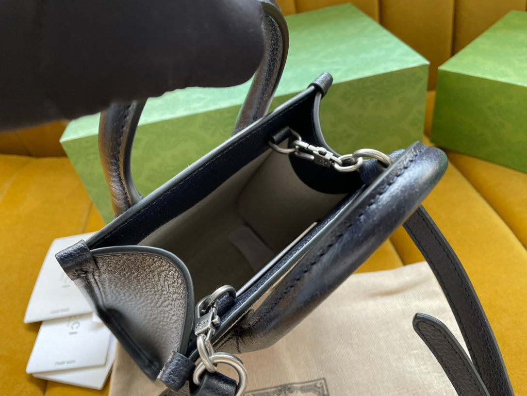 MINI TOTE 20 BAG IN BEIGE CANVAS AND BLACK CALFSKIN
