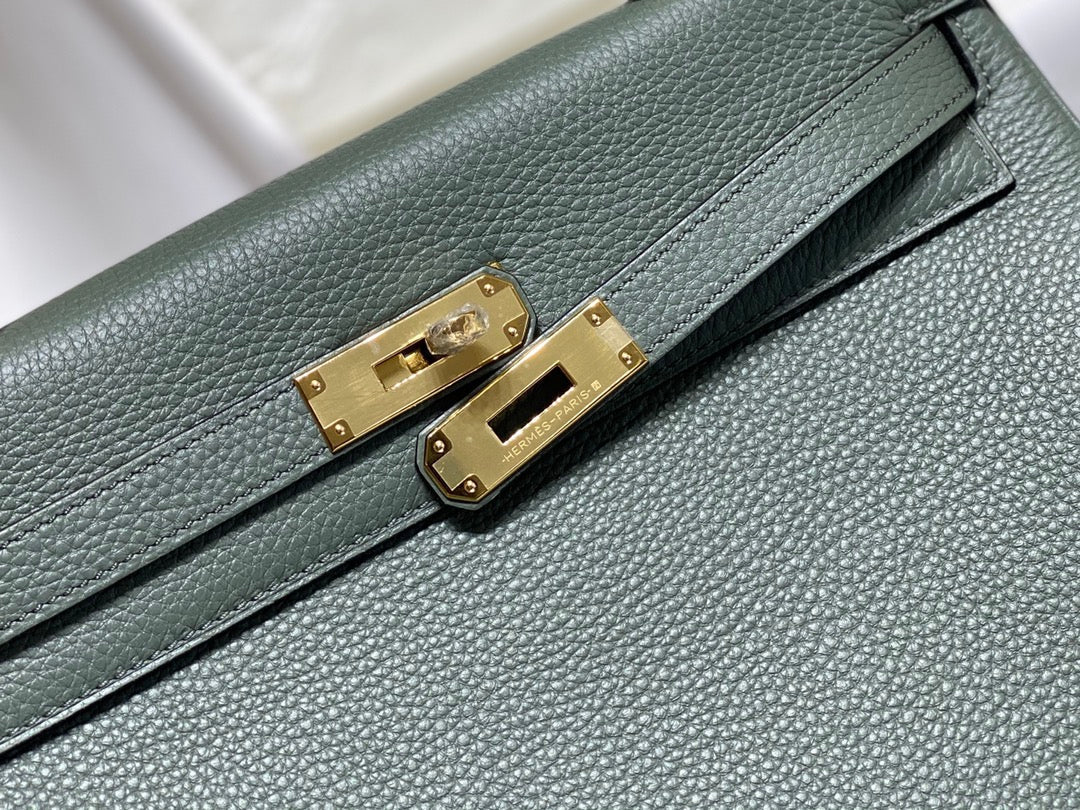 HM KELLY 28CM DARK GREY TOGO GOLD HARDWARE