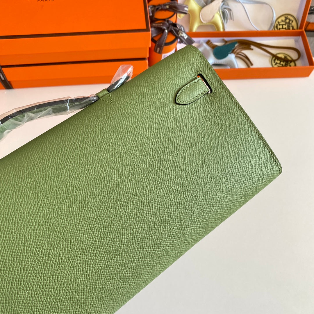 HM Kelly Cut 31 Olive Green Epsom Leather Gold Hardware 229045