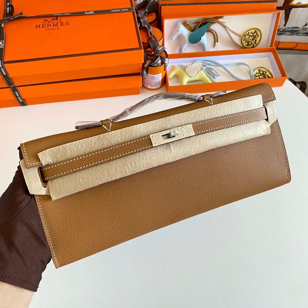 HM Kelly Cut 31 Peanut Butter Epsom Leather Silver Hardware 229056