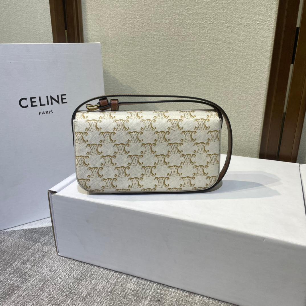 classic triomohe 20 white triomphe canvas brown calfskin