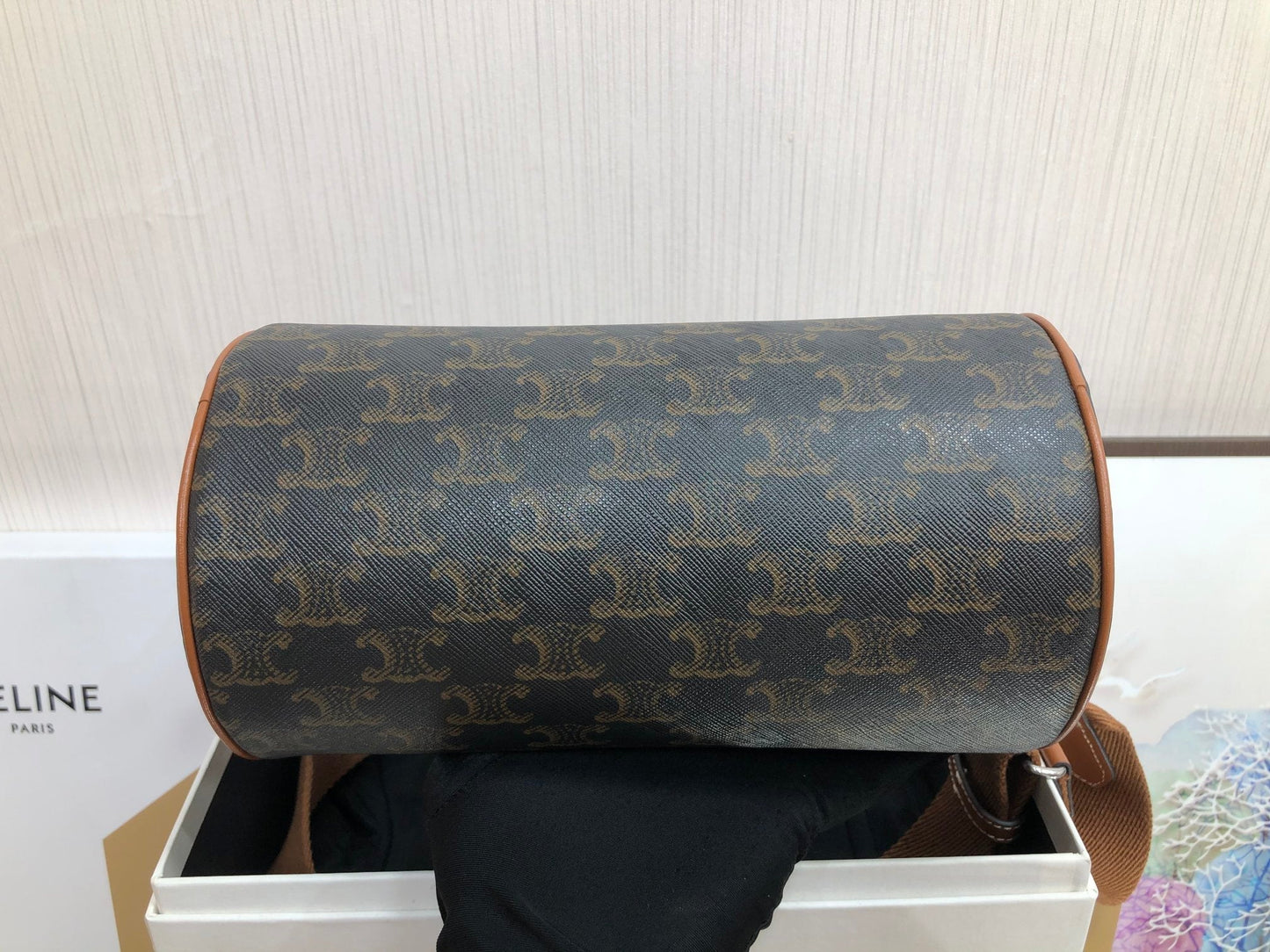 CYLINDRICAL 22 BAG BLACK PATTERN COWHIDE