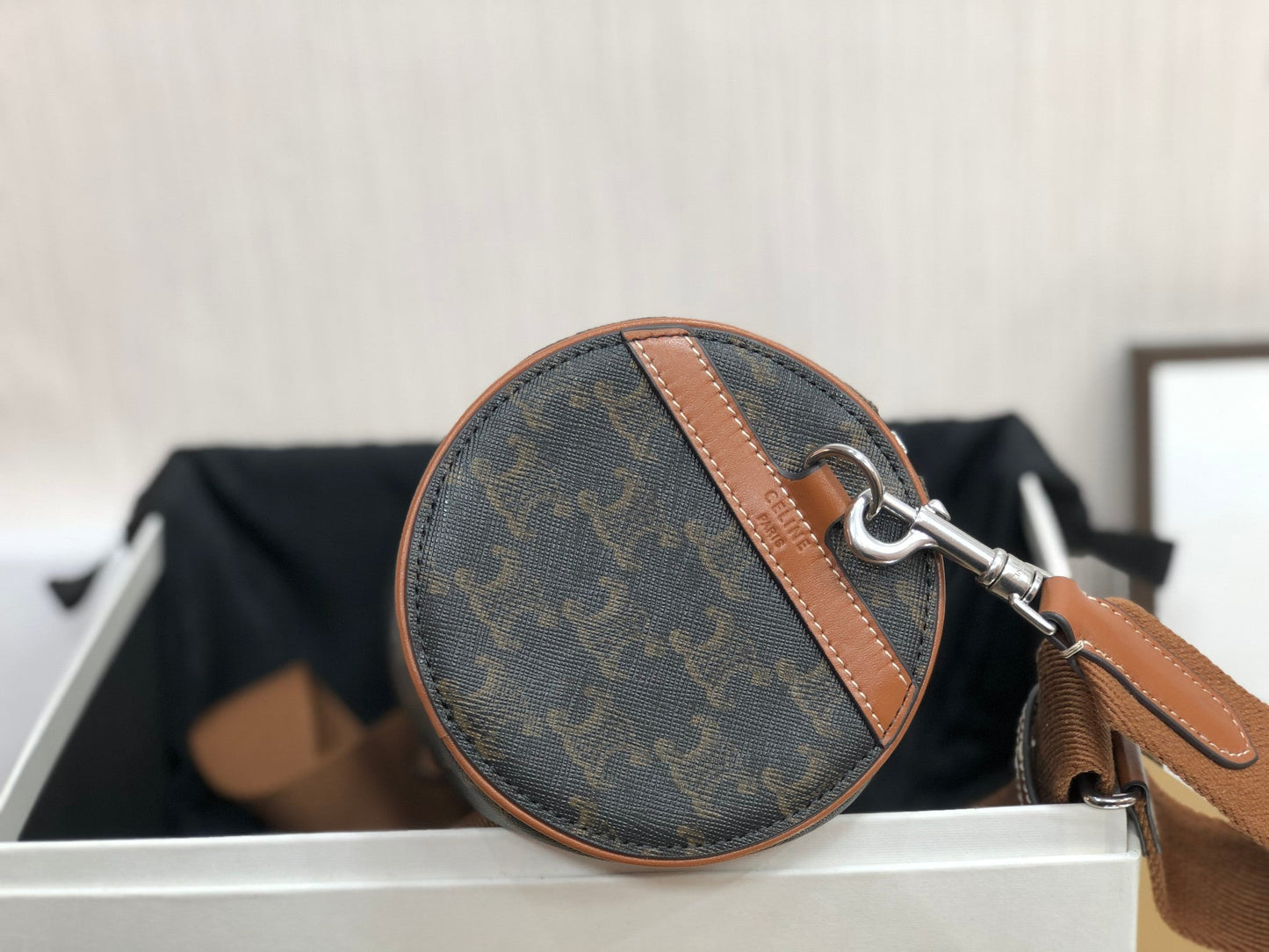 CYLINDRICAL 22 BAG BLACK PATTERN COWHIDE