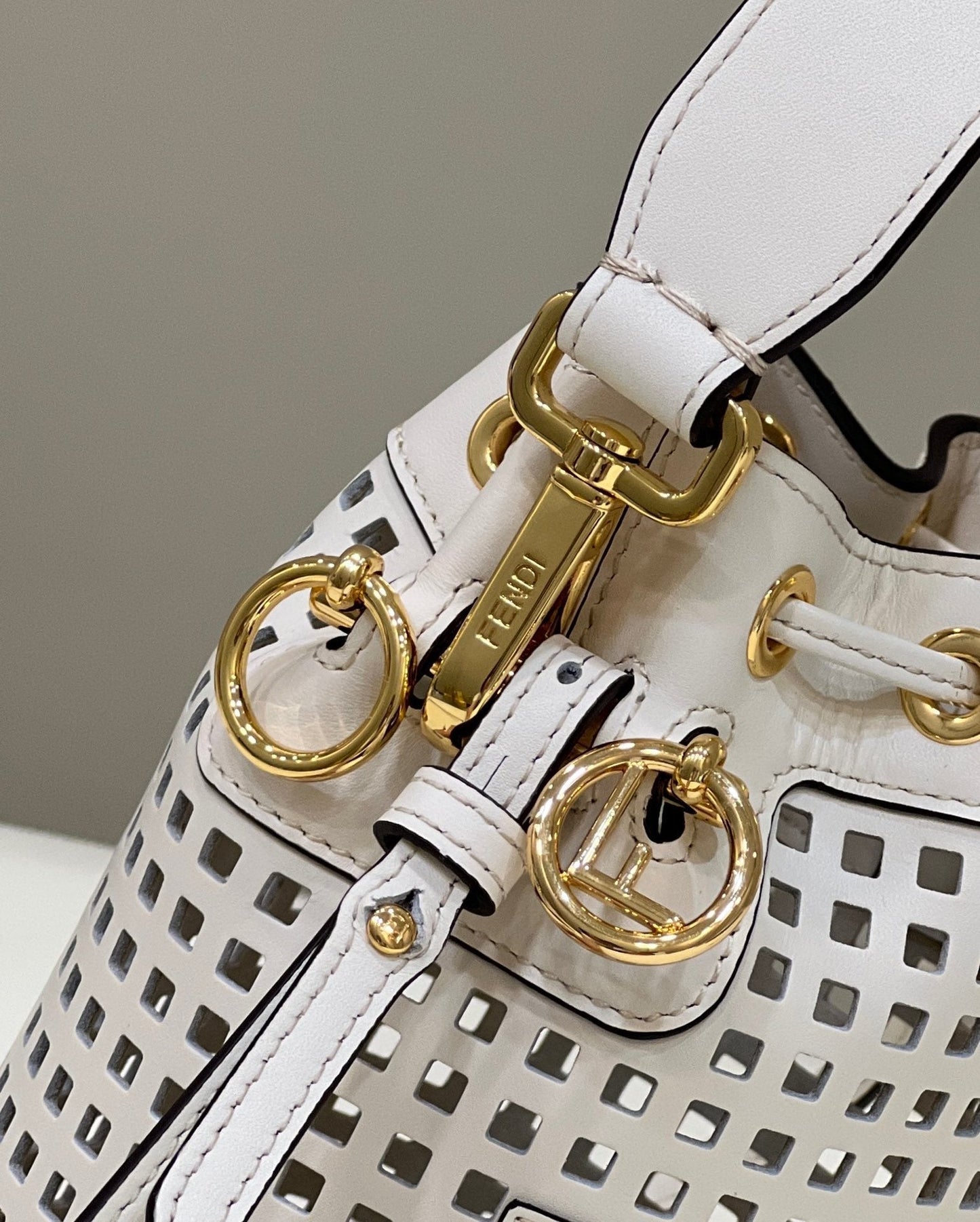 MON TRESOR 19 IN WHITE PERFORATED CALFSKIN
