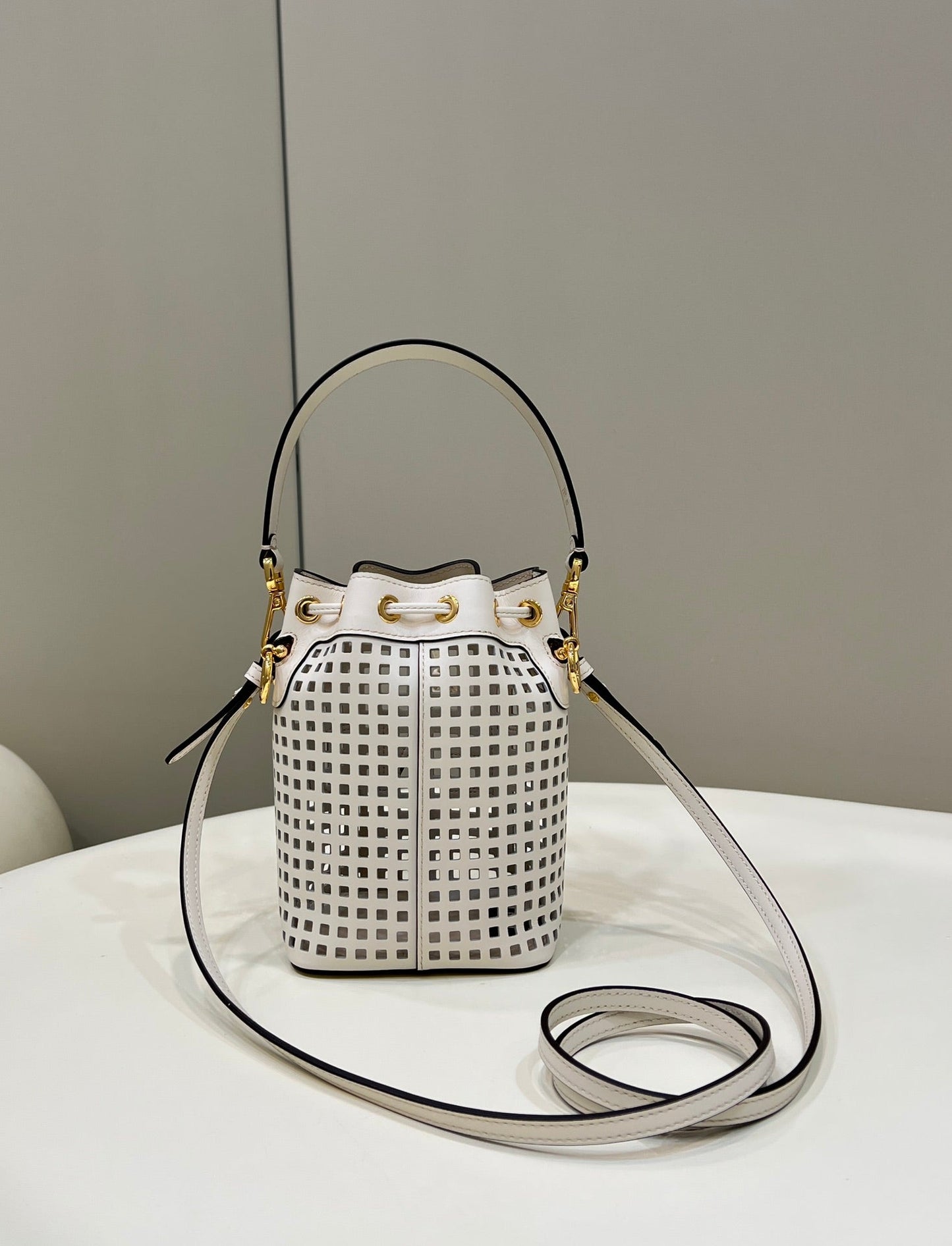 MON TRESOR 19 IN WHITE PERFORATED CALFSKIN