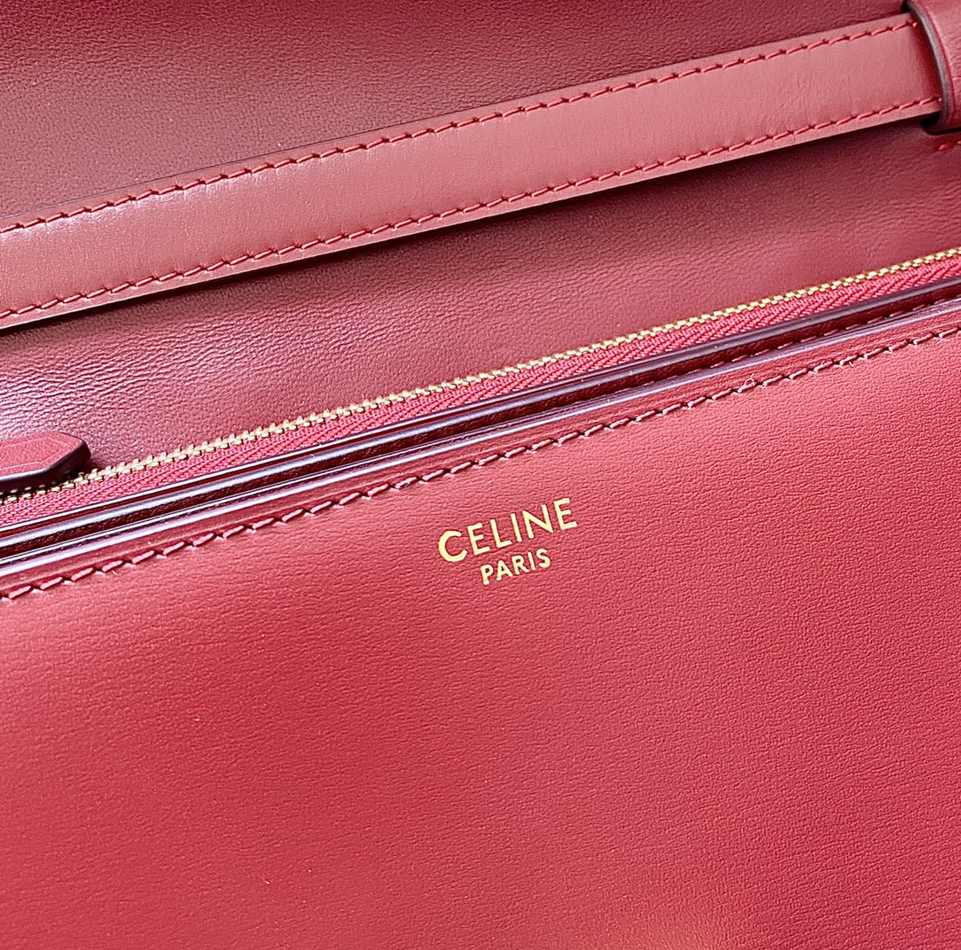 CELINE MEDIUM CLASSIQUE BAG 24CM RED CALFSKIN