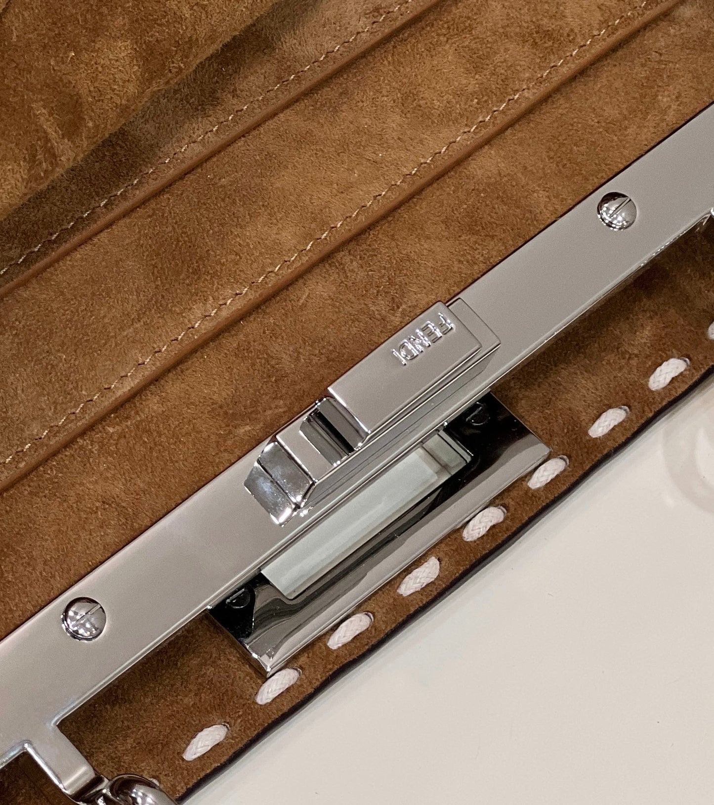 PEEKABOO ISEEU 33 IN SEPIA BROWN SUEDE SILVER HARDWARE
