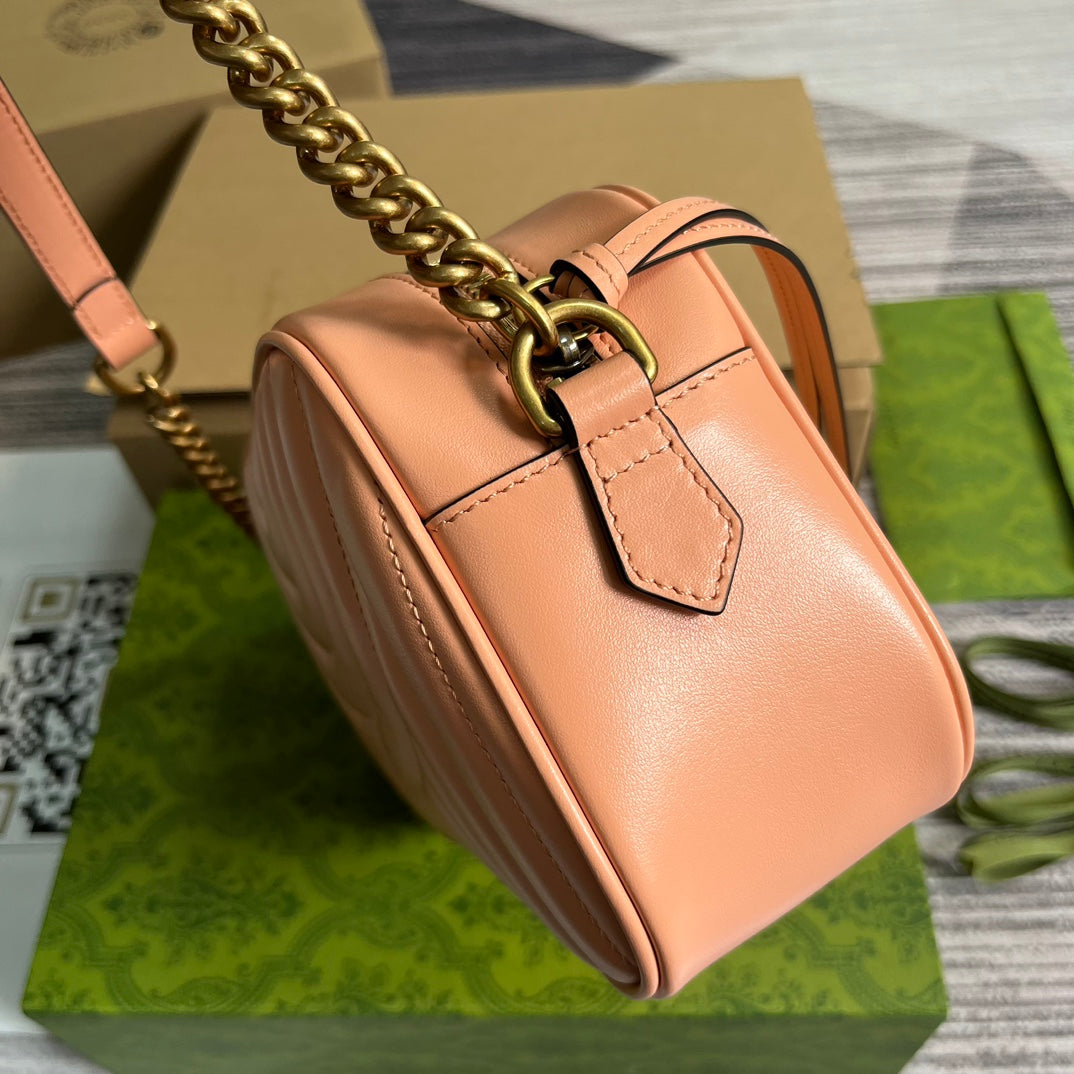 GG MARMONT SMALL 24 MATELASS¨¦ IN PEACH PINK CALFSKIN