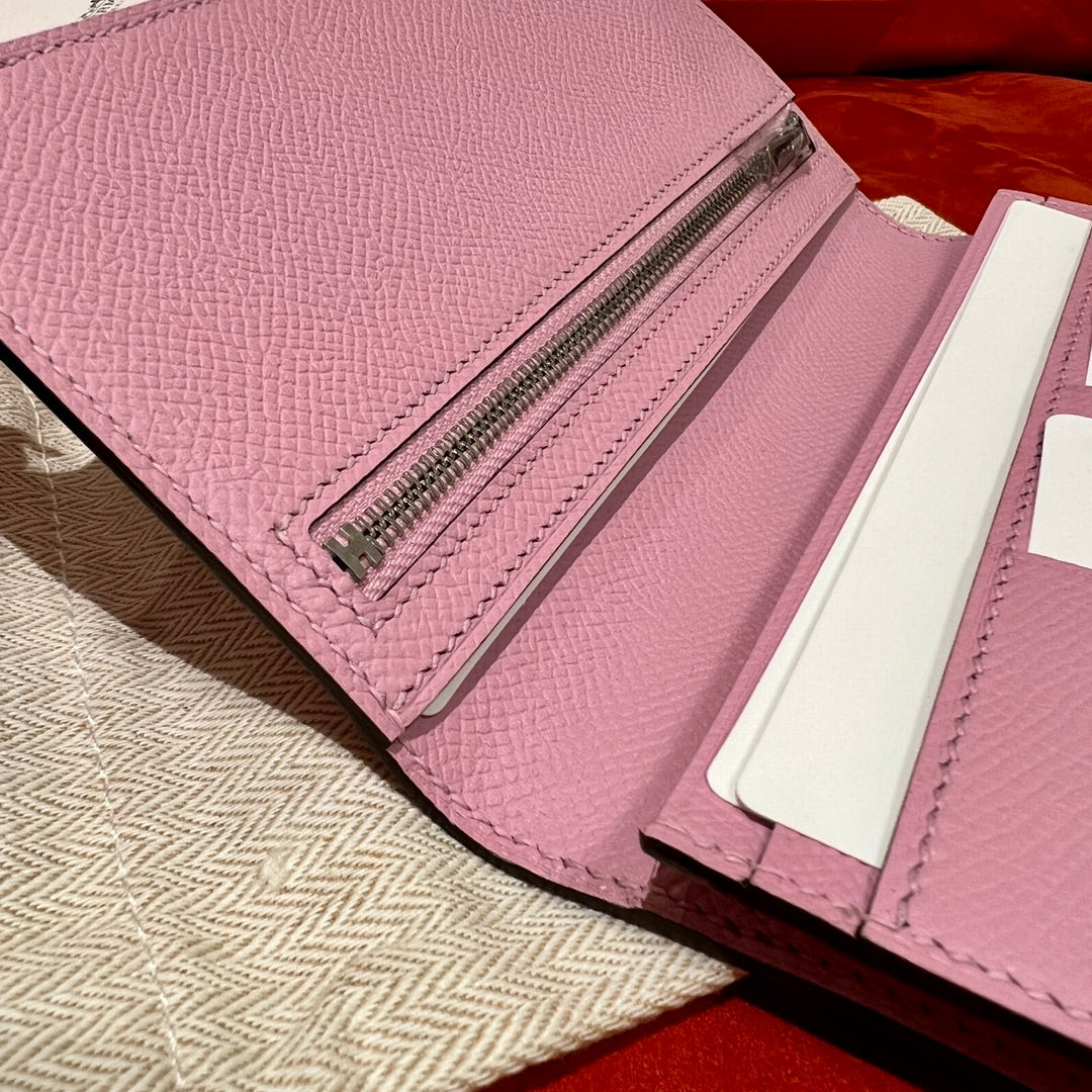 HM BEARN WALLET 17.5 PINK EPSOM SILVER HARDWARE