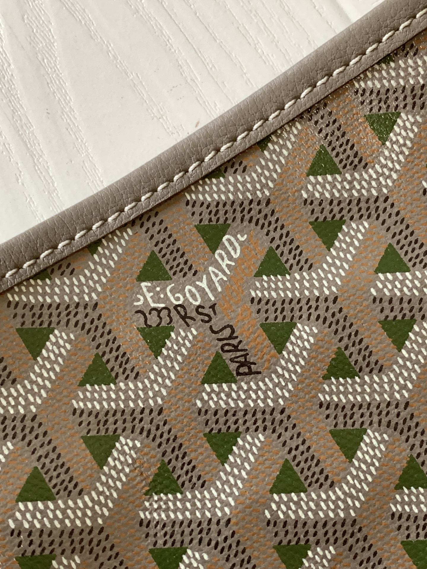 st louis pm 48cm greige and green tote bag