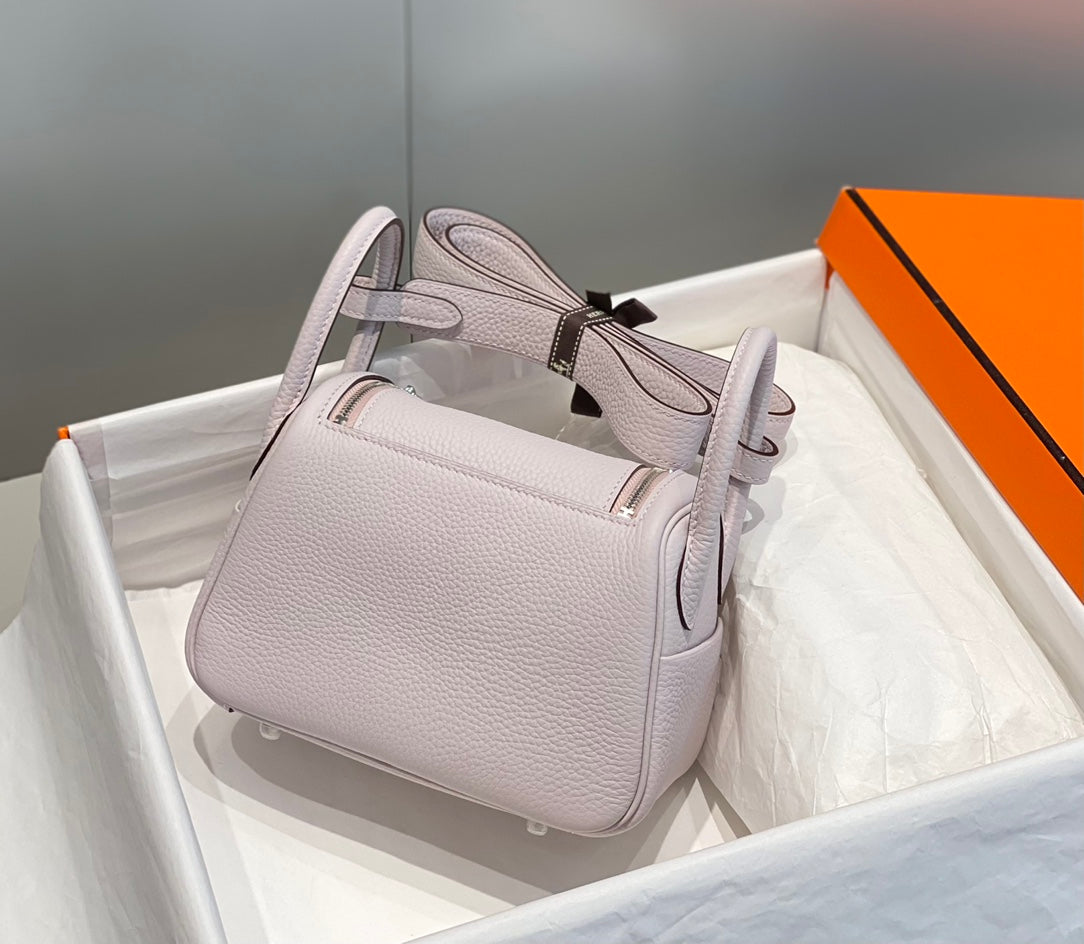 HM Mini Lindy 20cm Light Pink Clemence Leather