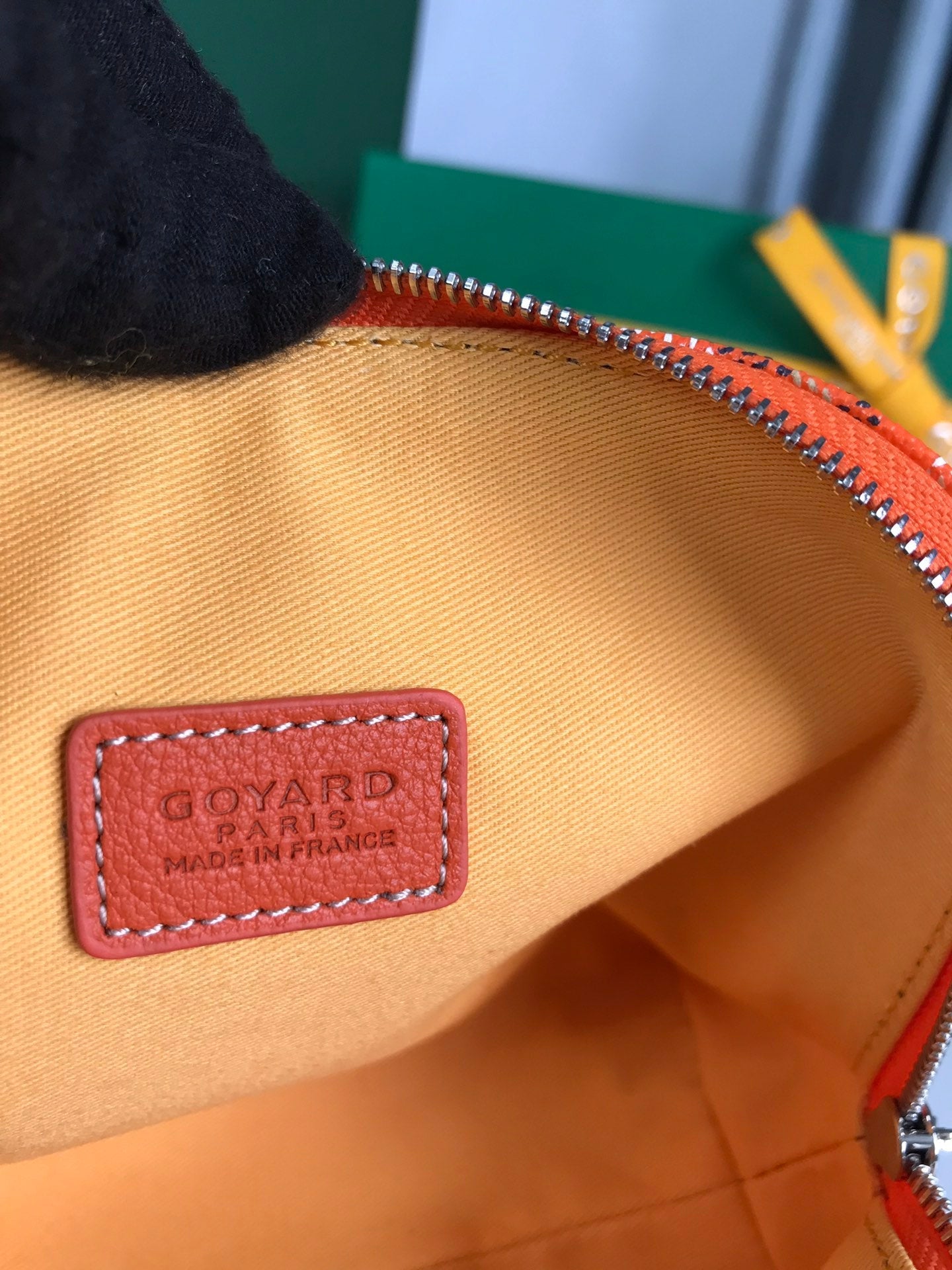 VEND?ME COSMETIC POUCH 17 IN ORANGE GOYARDINE CANVAS AND CALFSKIN TRIM