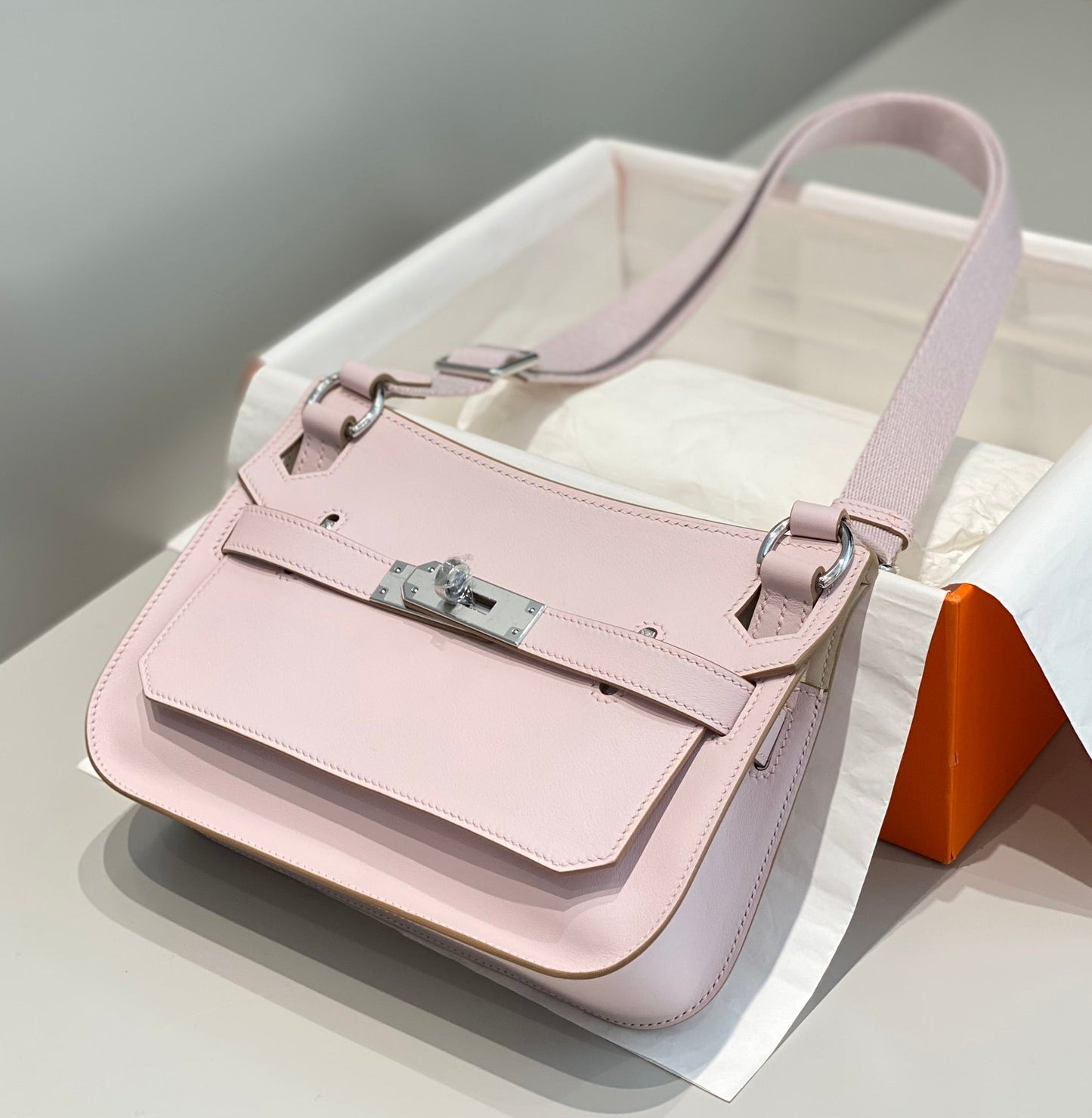 HM JYPSI¨¨RE MINI 23 MAUVE PALE CALFSKIN SILVER HARDWARE