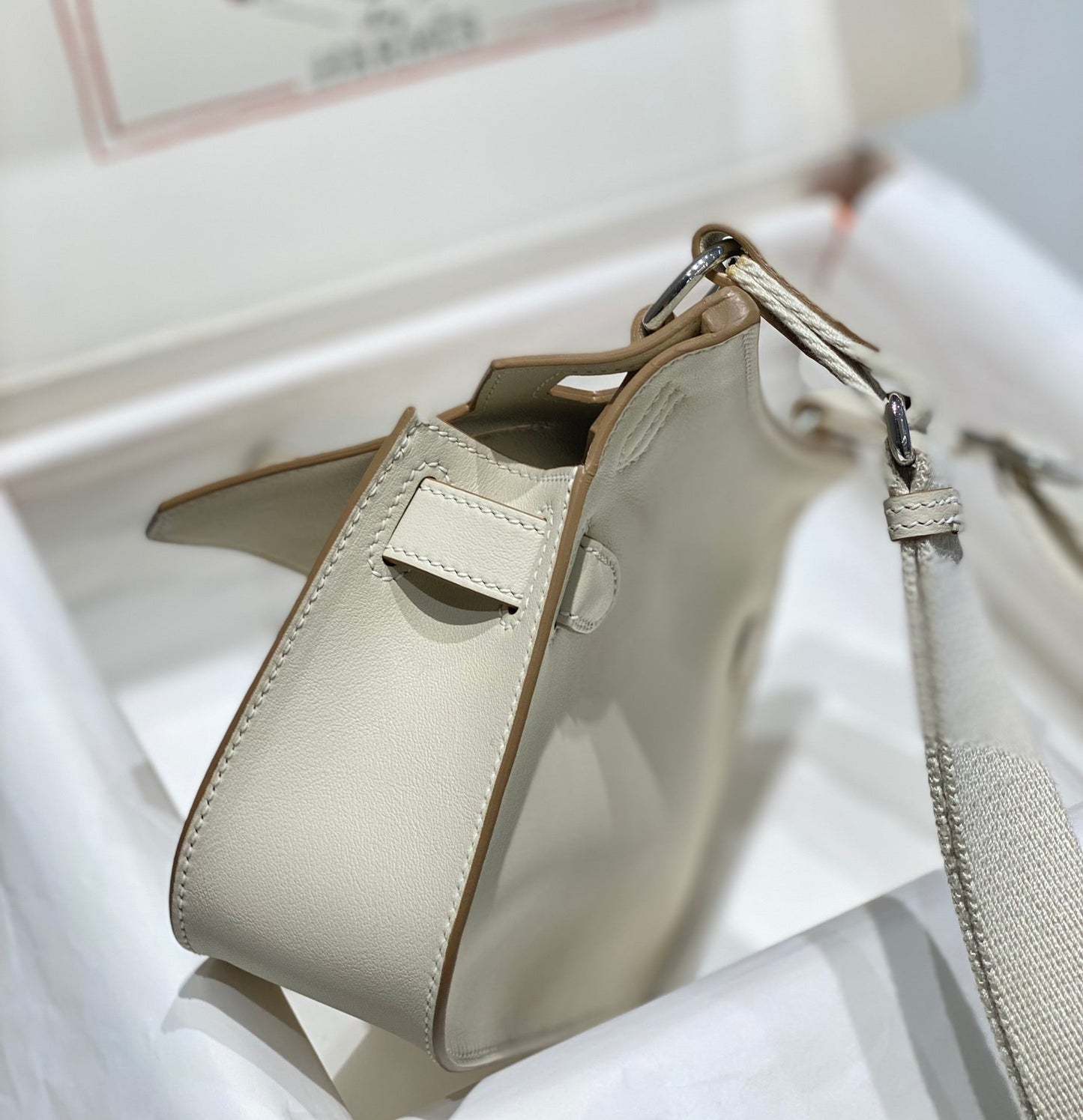 HM JYPSI¨¨RE MINI 23 CREAM CALFSKIN SILVER HARDWARE