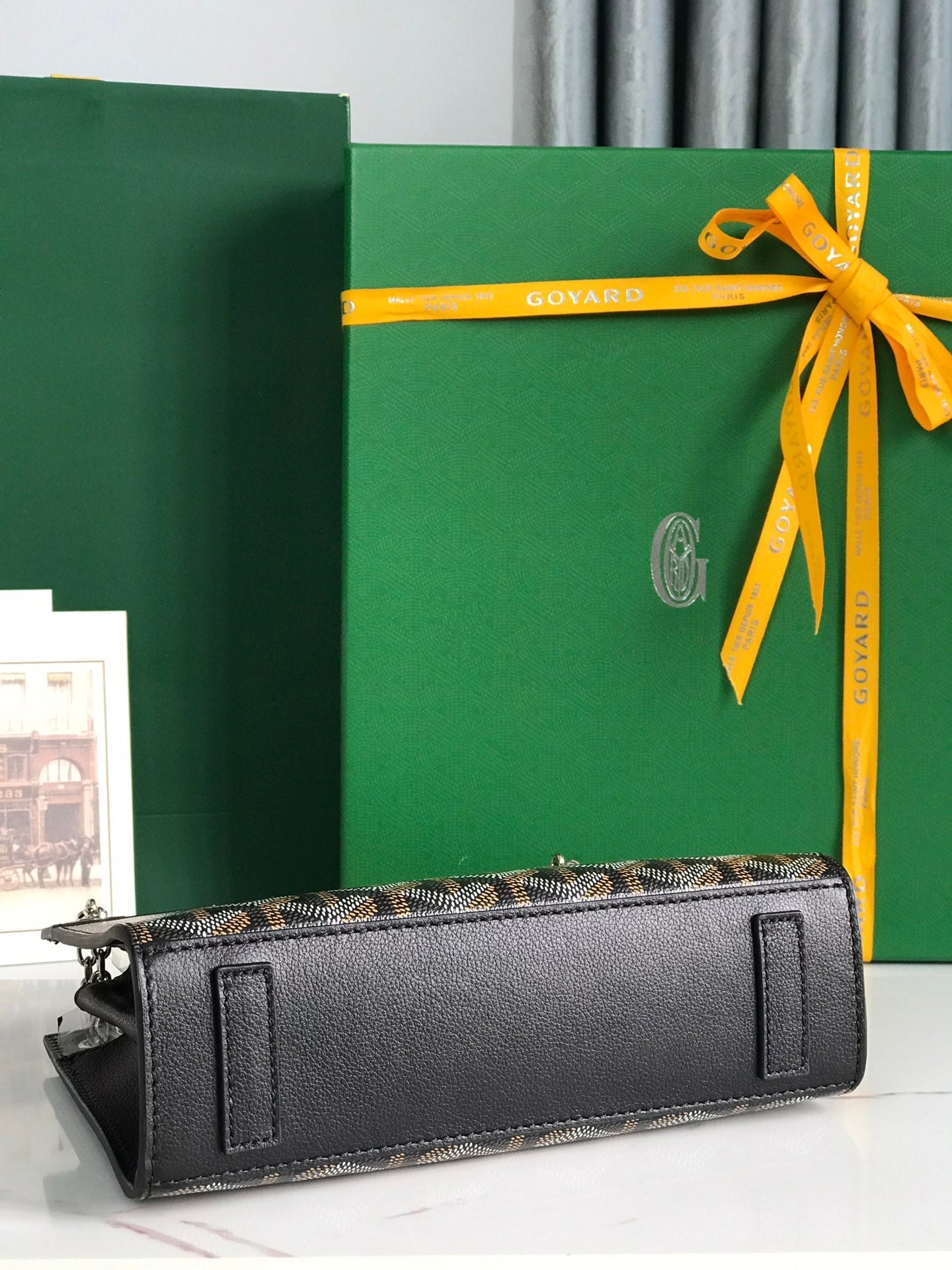 ROUETTE STRUCTUR¨¦ MINI BAG 21 IN BLACK GOYARDINE CANVAS AND CALFSKIN