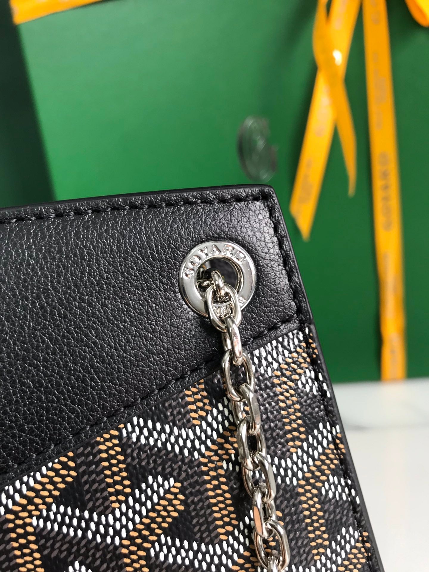 ROUETTE STRUCTUR¨¦ MINI BAG 21 IN BLACK GOYARDINE CANVAS AND CALFSKIN