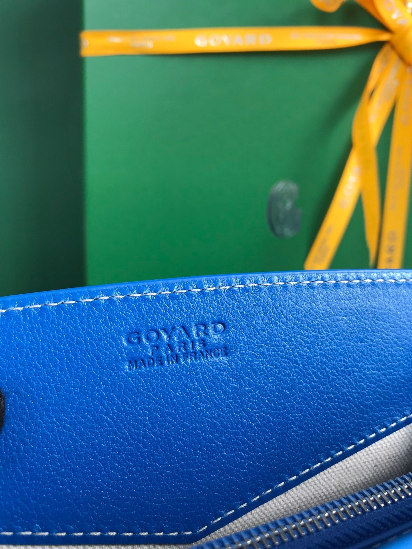 ROUETTE STRUCTUR¨¦ MINI BAG 21 IN SAPPHIRE BLUE GOYARDINE CANVAS AND CALFSKIN