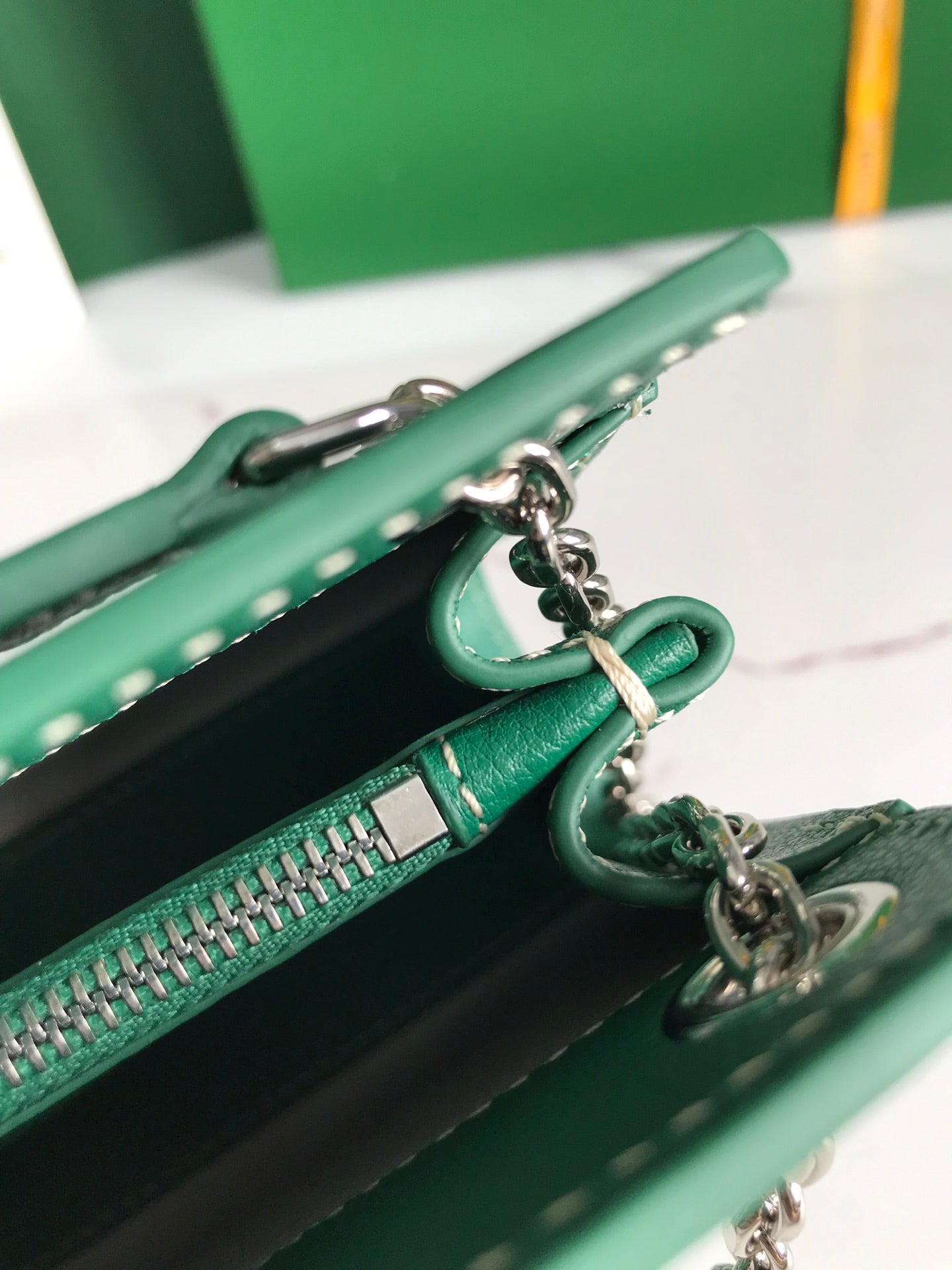 ROUETTE STRUCTUR¨¦ MINI BAG 21 IN GREEN GOYARDINE CANVAS AND CALFSKIN