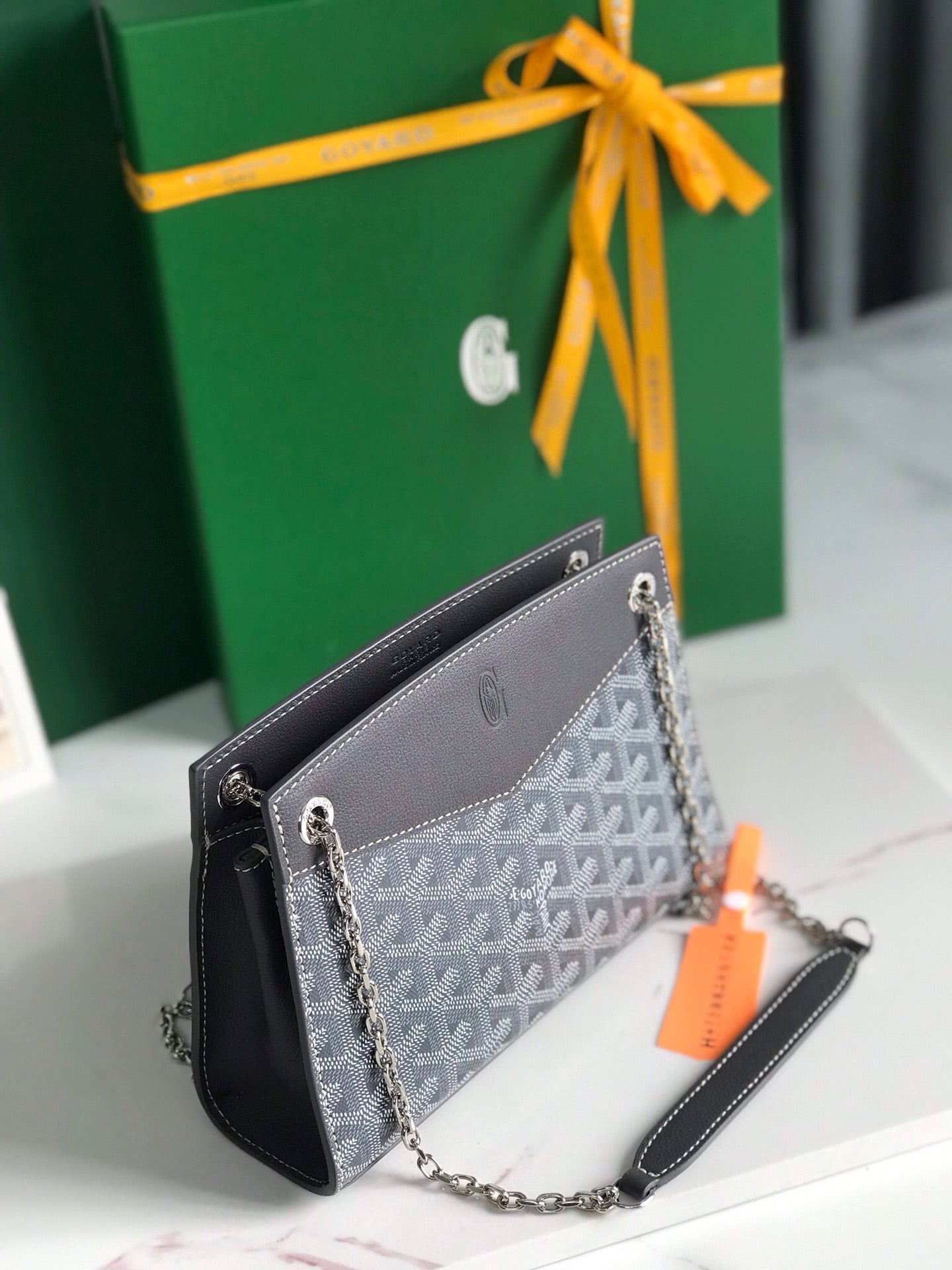 ROUETTE STRUCTUR¨¦ MINI BAG 21 IN GREY BLACK GOYARDINE CANVAS AND CALFSKIN