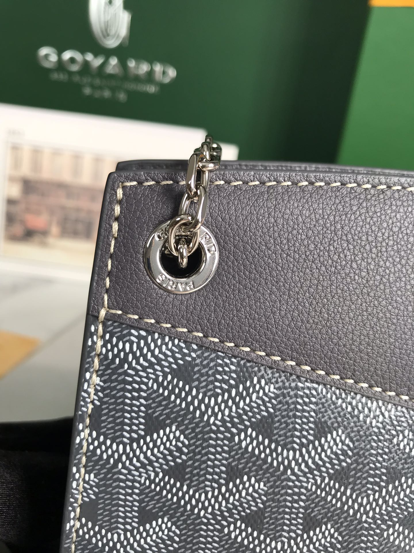 ROUETTE STRUCTUR¨¦ MINI BAG 21 IN GREY BLACK GOYARDINE CANVAS AND CALFSKIN