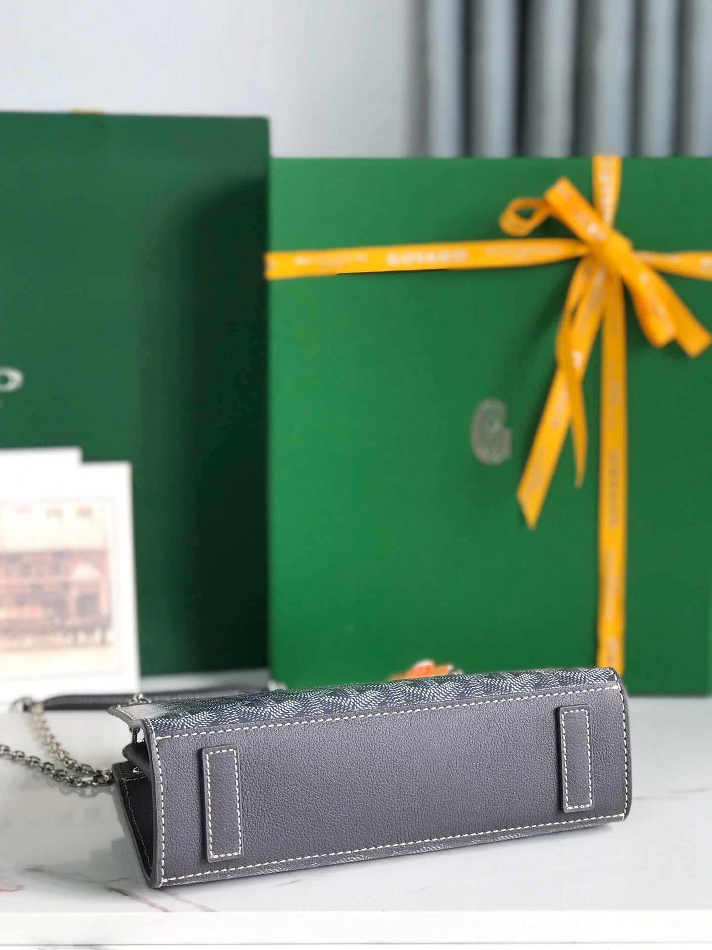 ROUETTE STRUCTUR¨¦ MINI BAG 21 IN GREY BLACK GOYARDINE CANVAS AND CALFSKIN