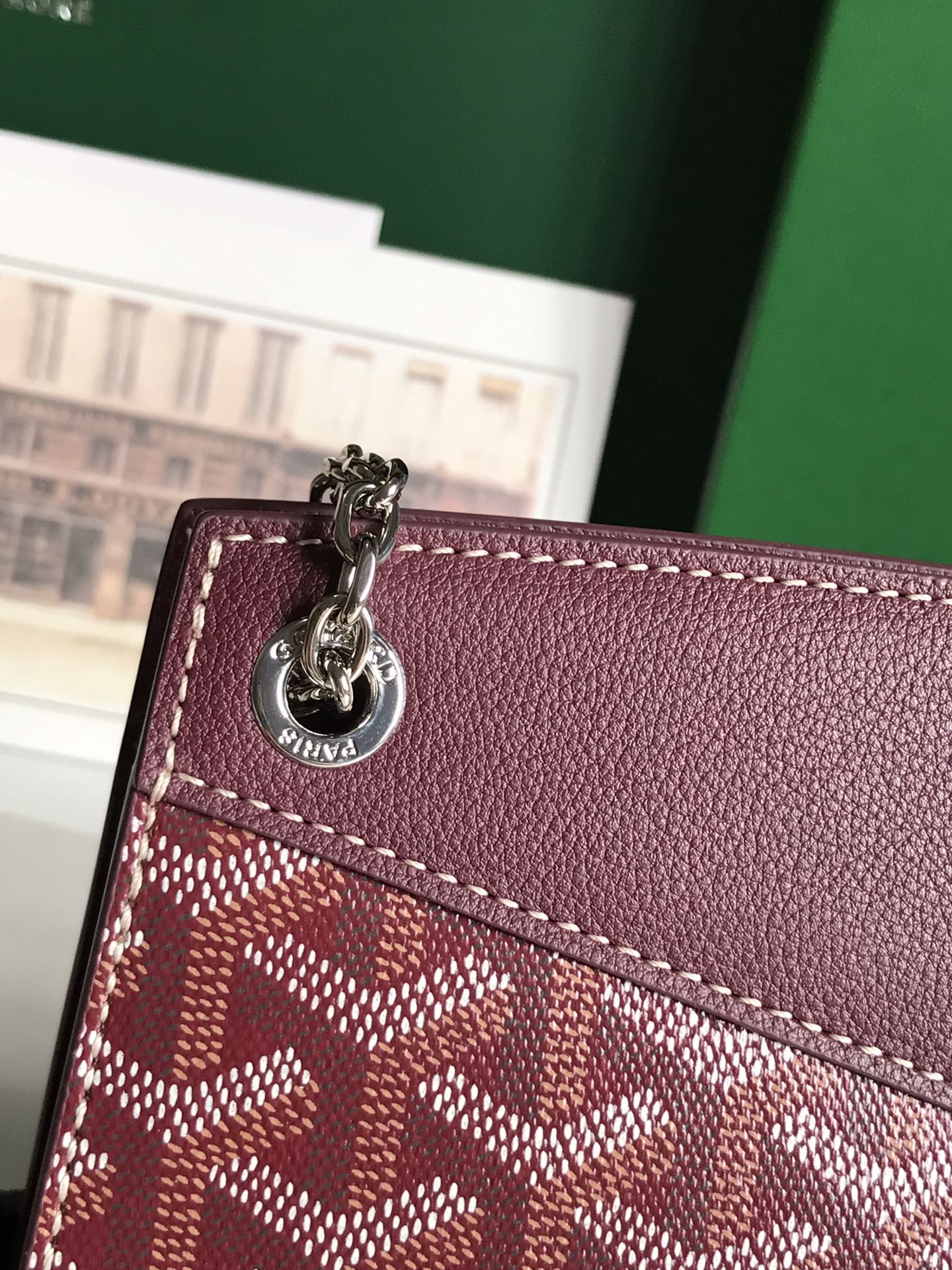 ROUETTE STRUCTUR¨¦ MINI BAG 21 IN WINE RED GOYARDINE CANVAS AND CALFSKIN