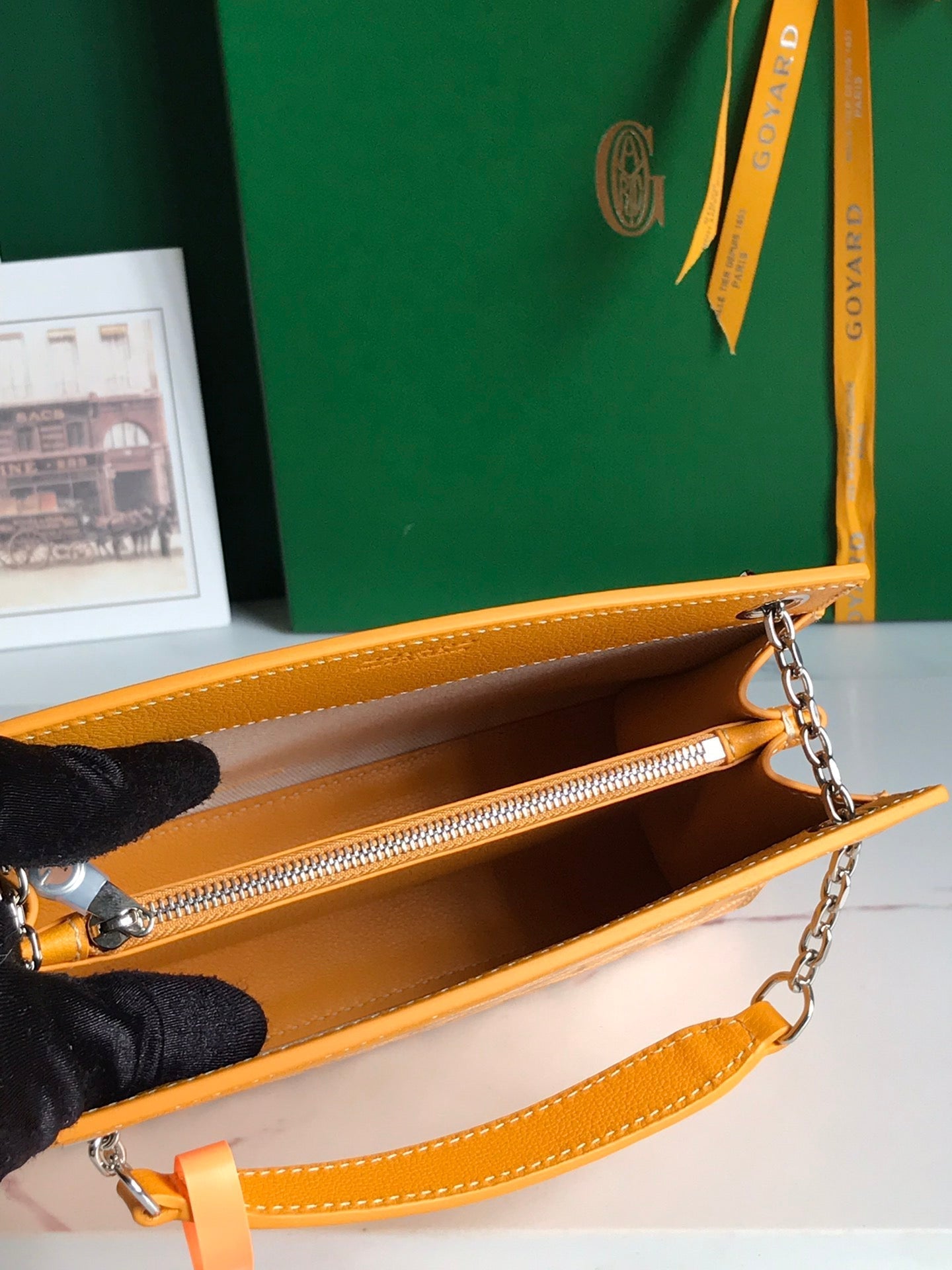 ROUETTE STRUCTUR¨¦ MINI BAG 21 IN YELLOW GOYARDINE CANVAS AND CALFSKIN