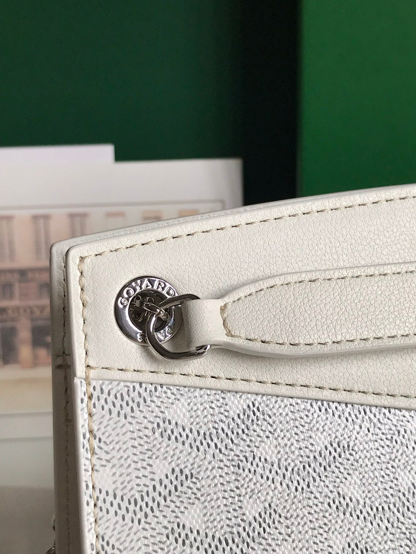 ROUETTE STRUCTUR¨¦ MINI BAG 21 IN WHITE GOYARDINE CANVAS AND CALFSKIN