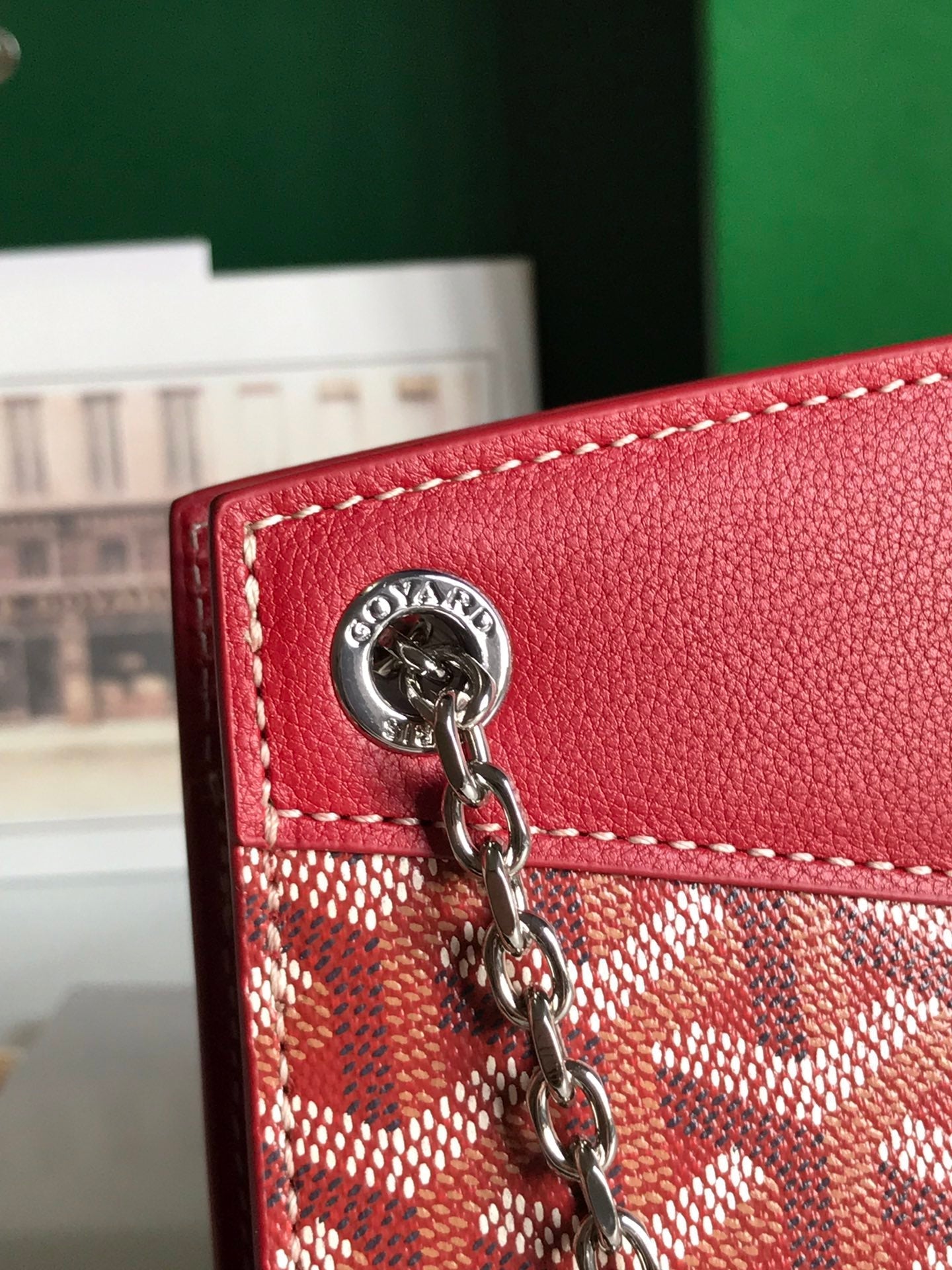 ROUETTE STRUCTUR¨¦ MINI BAG 21 IN CLASSIC RED GOYARDINE CANVAS AND CALFSKIN