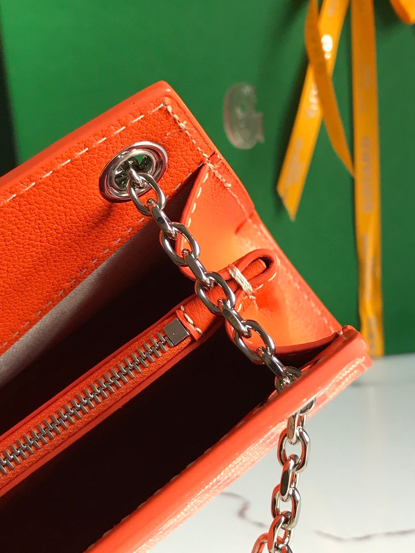 ROUETTE STRUCTUR¨¦ MINI BAG 21 IN ORANGE GOYARDINE CANVAS AND CALFSKIN