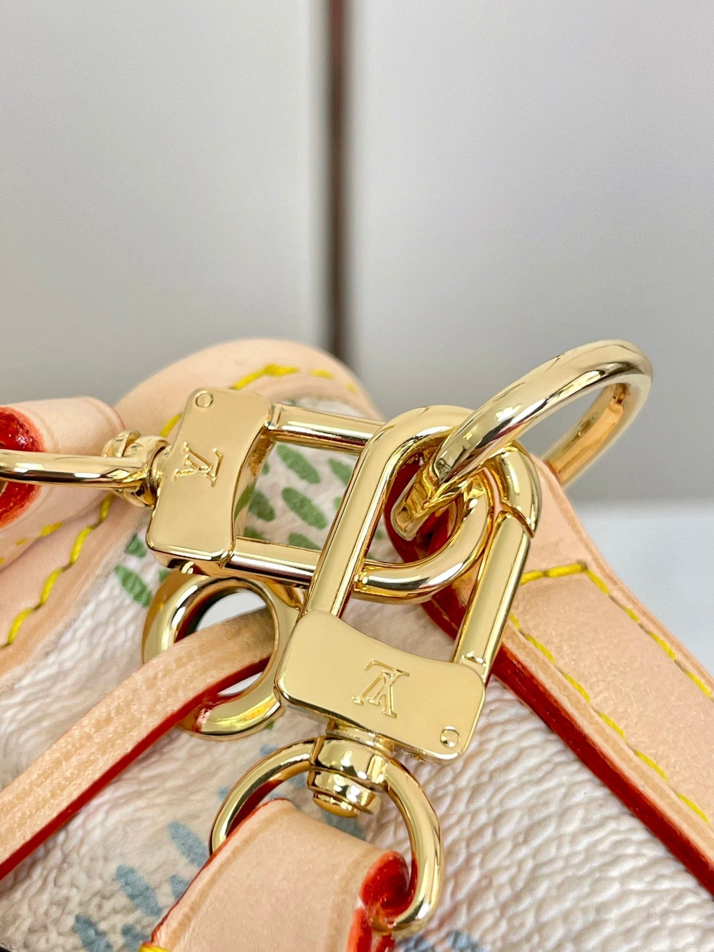 NANO NO¨¦ 16 IN PISTACHIO DAMIER GIANT CANVAS GOLD HARDWARE