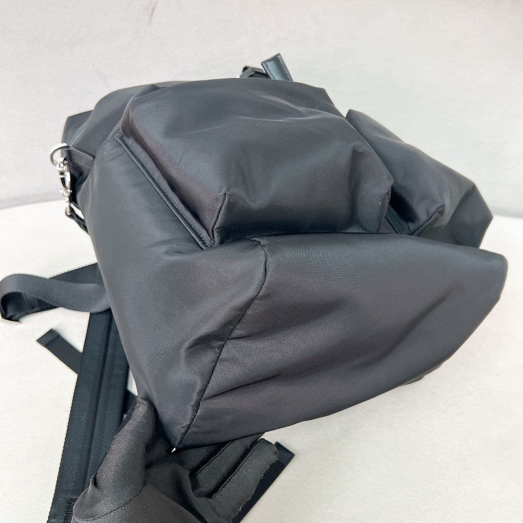 PRA BACKPACK 38 IN BLACK RE-NYLON AND SAFFIANO LEATHER