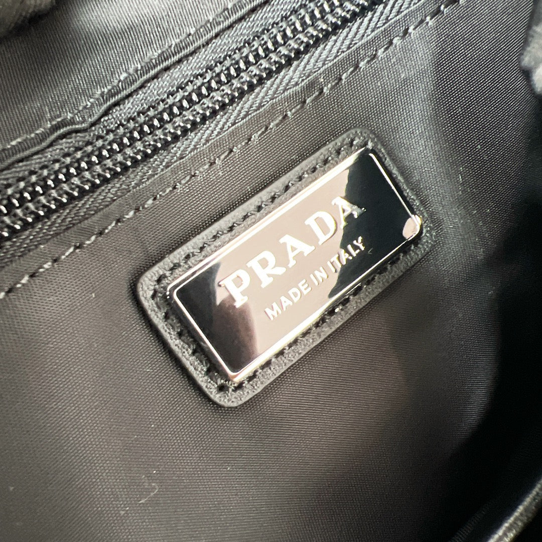 PRA BACKPACK 38 IN BLACK RE-NYLON AND SAFFIANO LEATHER