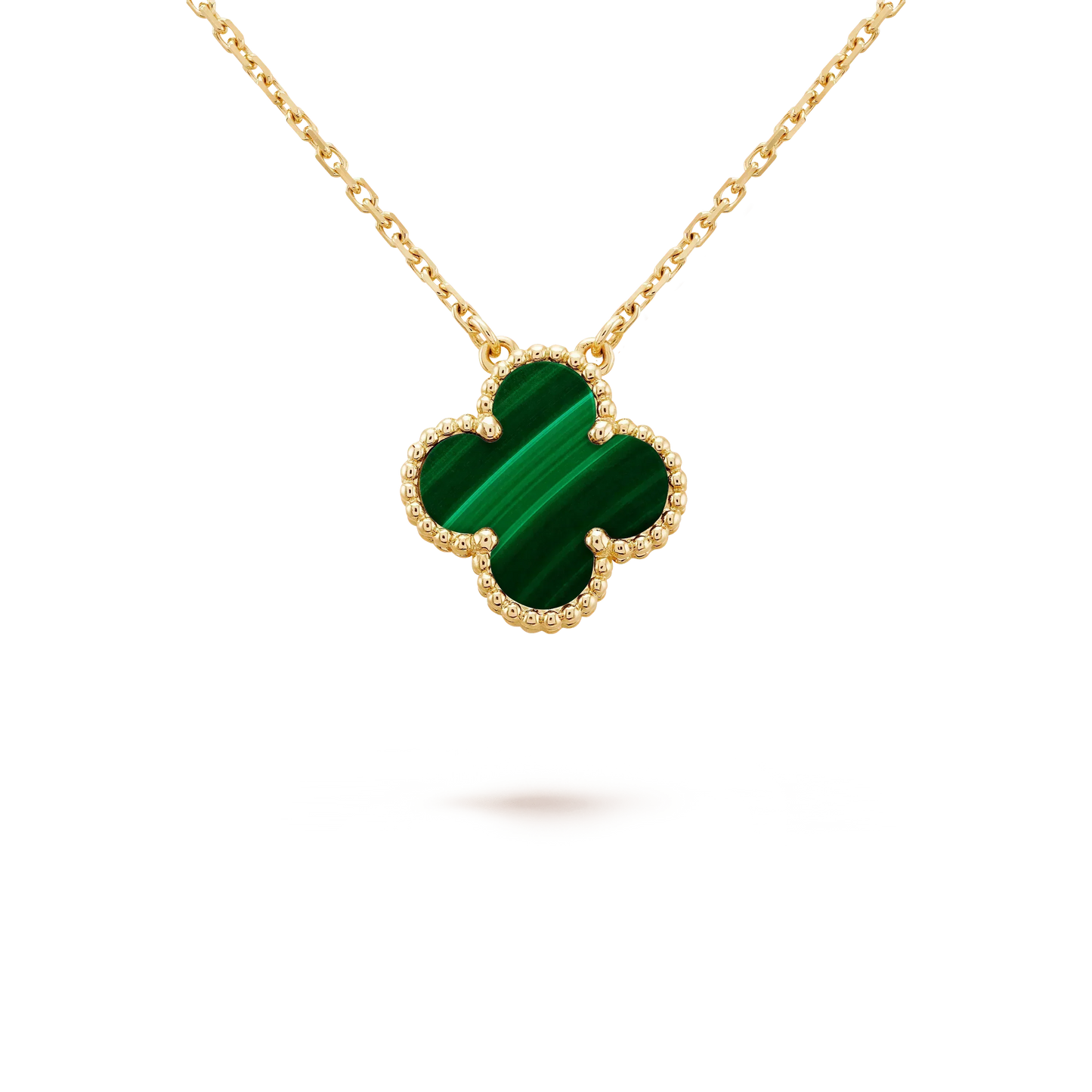 DIANA CLOVER 15MM MALACHITE SINGLE FLOWER NECKLACE