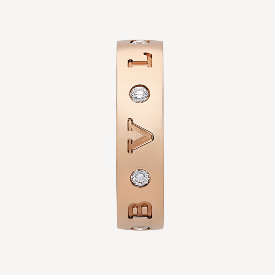 DIANA ZERO 1 ESSENTIAL PINK GOLD BAND WITH DIAMONDS RING