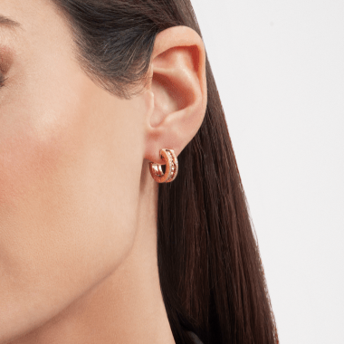 DIANA ZERO 1 ROCK GOLD EARRINGS WITH STUDDED SPIRAL AND PAVED DIAMONDS