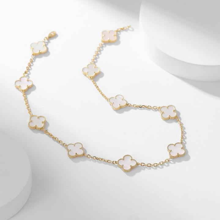DIANA CLOVER 10 MOTIFS WHITE MOTHER OF PEARL NECKLACE