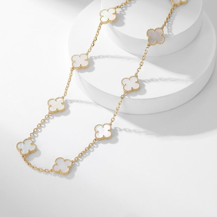 DIANA CLOVER 10 MOTIFS WHITE MOTHER OF PEARL NECKLACE