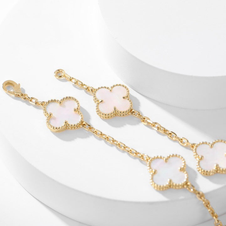 DIANA CLOVER 10 MOTIFS WHITE MOTHER OF PEARL NECKLACE