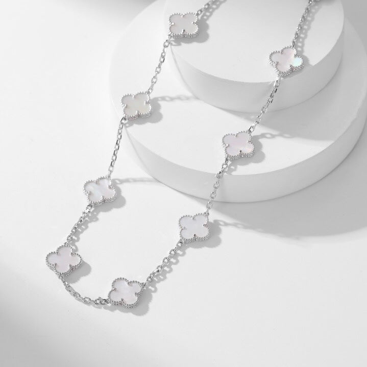 DIANA CLOVER 10 MOTIFS WHITE MOTHER OF PEARL NECKLACE