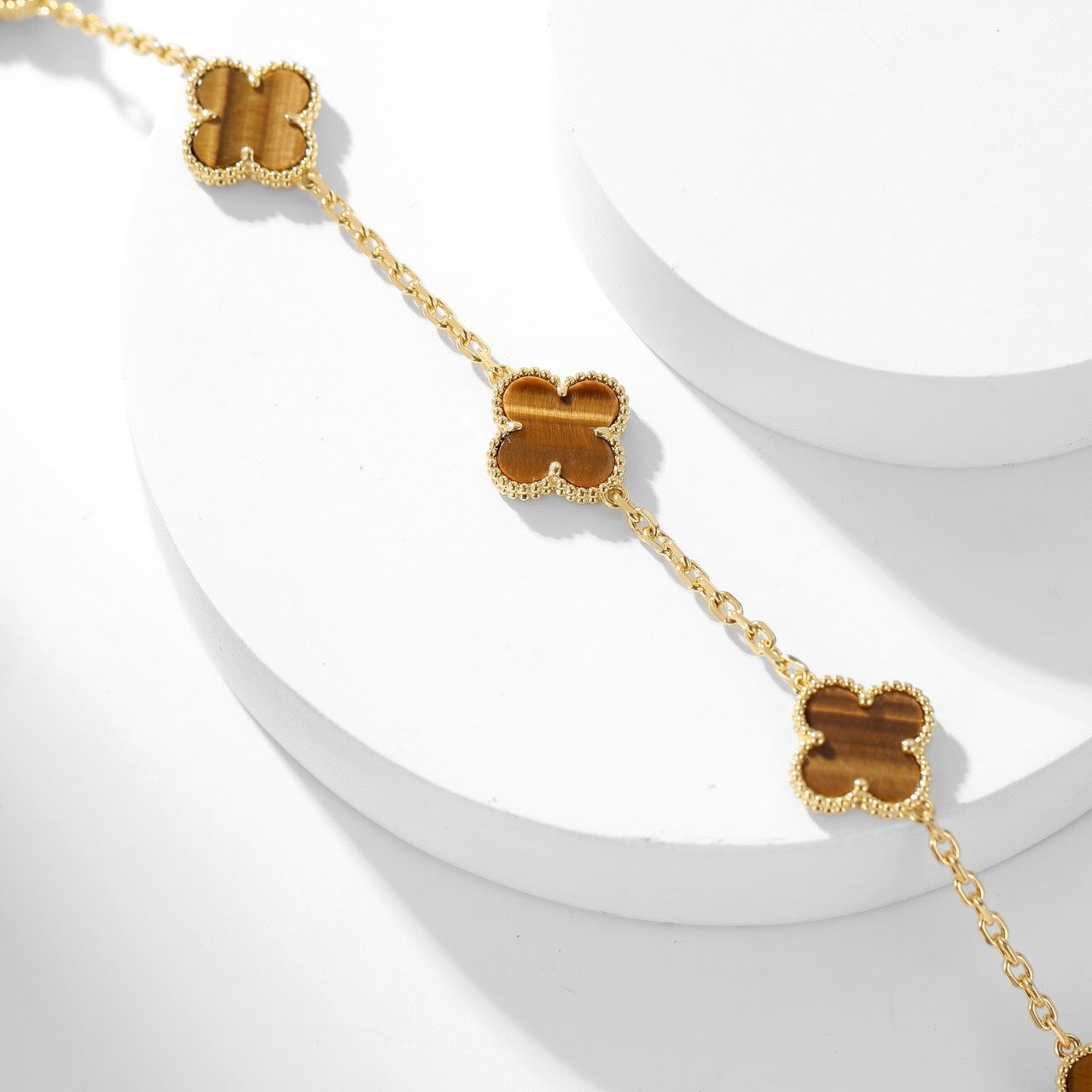 DIANA CLOVER 10 MOTIFS TIGER EYE NECKLACE