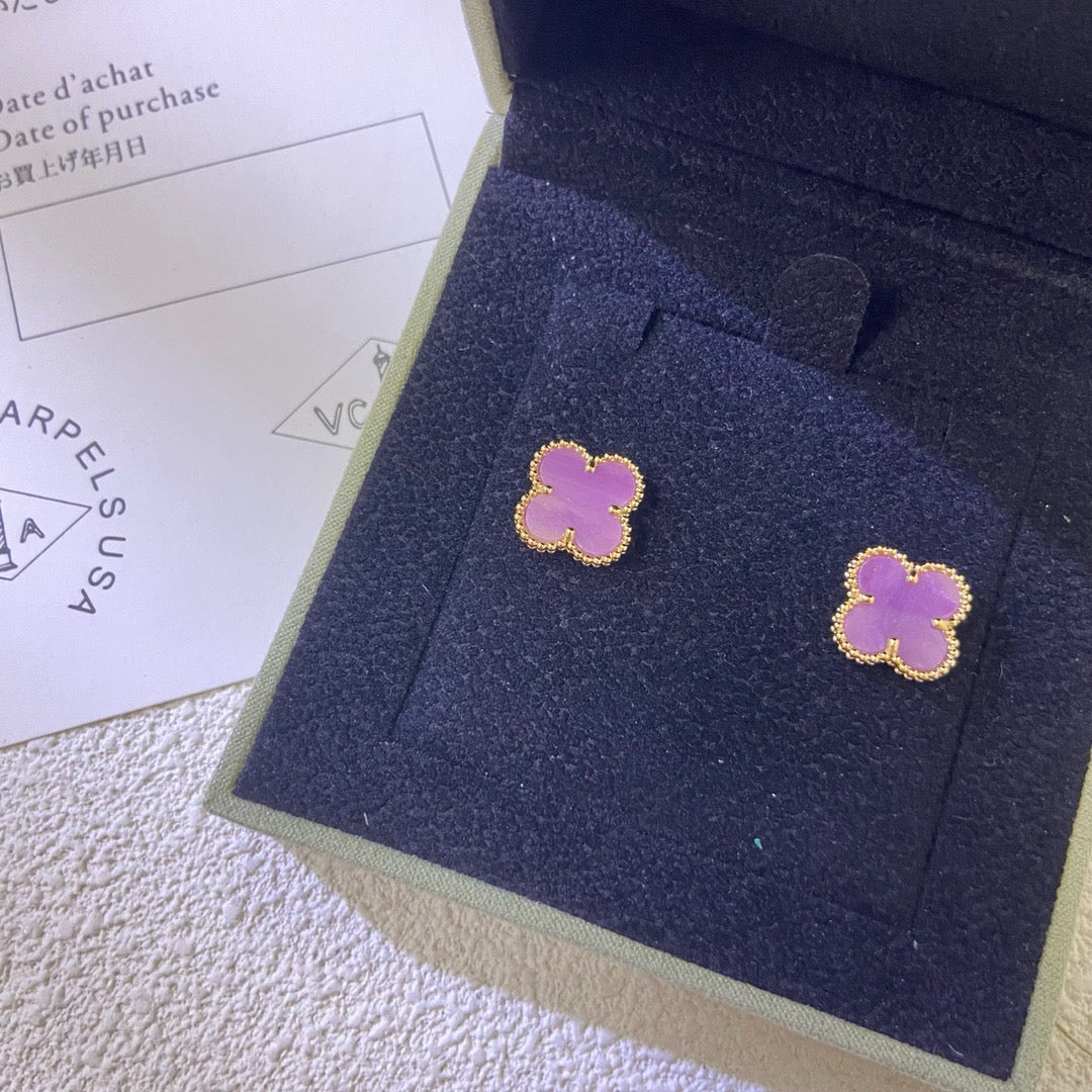 CLOVER MINI 9.5MM PURPLE VIOLET EARRINGS