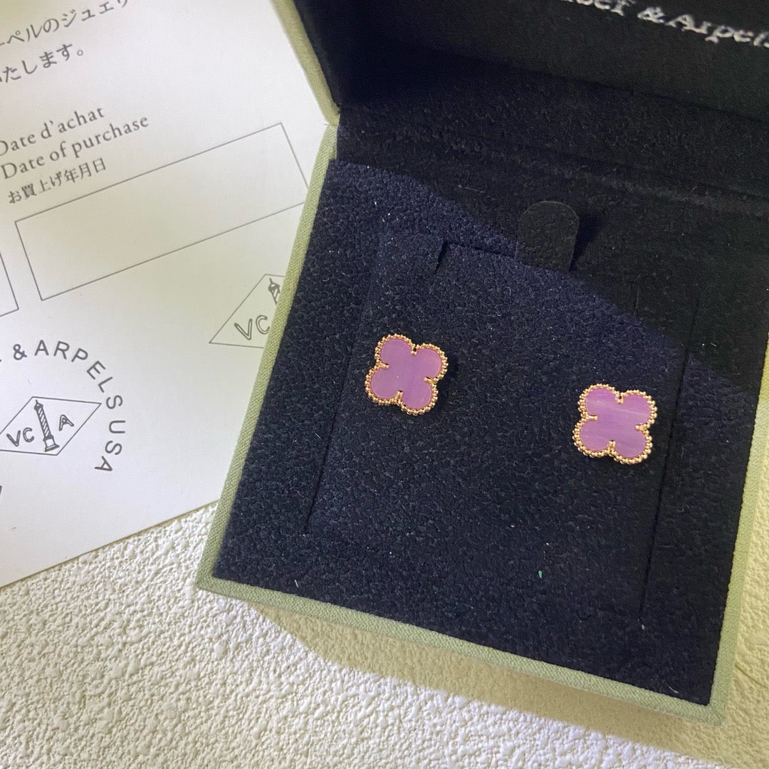 CLOVER MINI 9.5MM PURPLE VIOLET EARRINGS