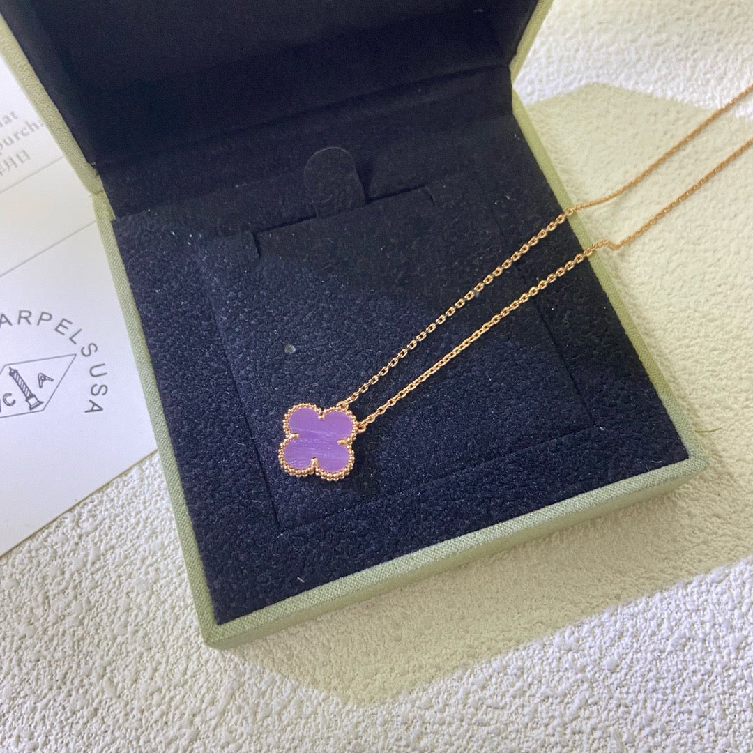 CLOVER 15MM PURPLE VIOLET NECKLACE